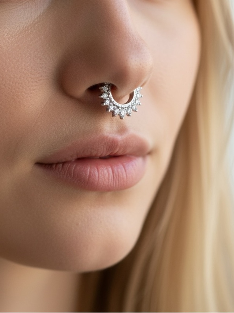 "Kelsie" Nose Ring/Ear Cuff Diamond Everyday/Costume/Beach Jewelry/Accessory - Picture 2 of 5